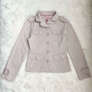 Star Jeans Y2K Cream Lightweight Button Up Fitted Long Sleeve Jacket